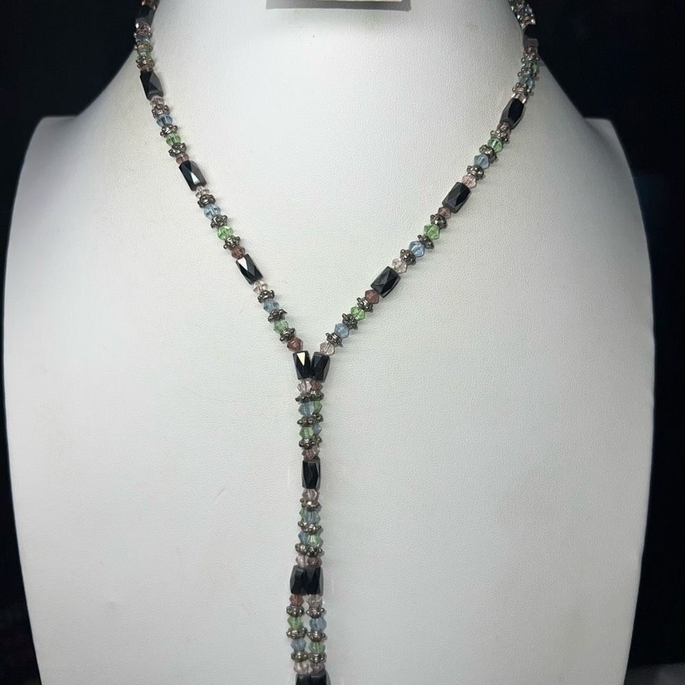 Convertible Magnetic Hematite Bead Lariat Necklace Wrap Bracelet 36”